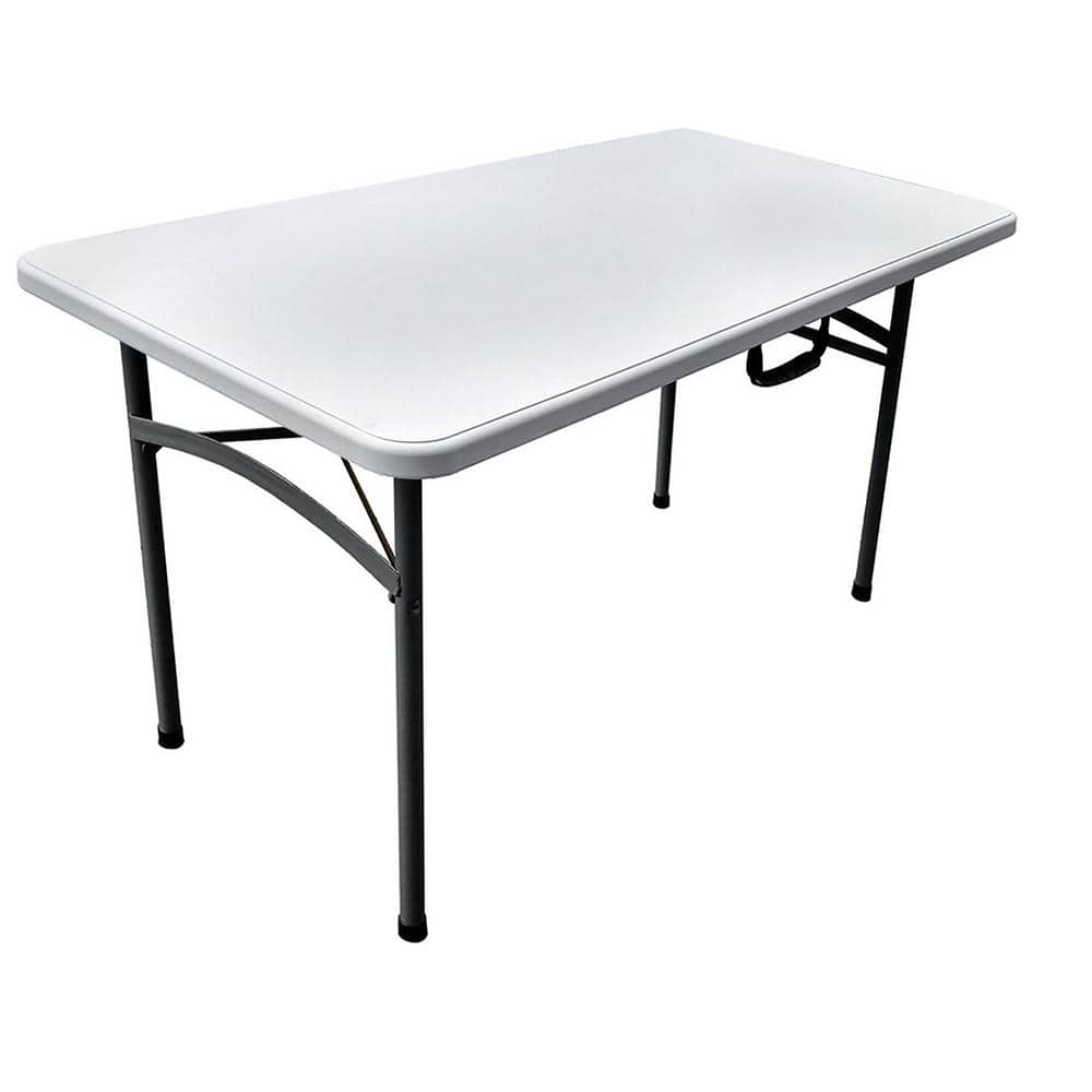 Krollen Industrial 5 ft White Plastic Rectangle Folding Table - Portable  Foldable Heavy-Duty Table - Ideal for Outdoor Events, Parties, Banquets,  and