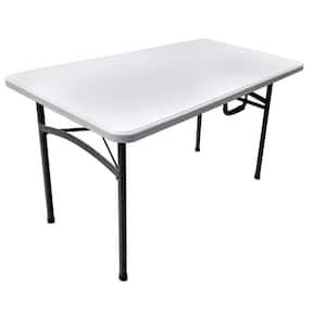 1-Piece 4 ft. White Group Blow Molded Metal Utility Banquet Table