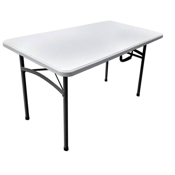 Plastic Development Group 1-Piece 4 ft. White Group Blow Molded Metal Utility Banquet Table