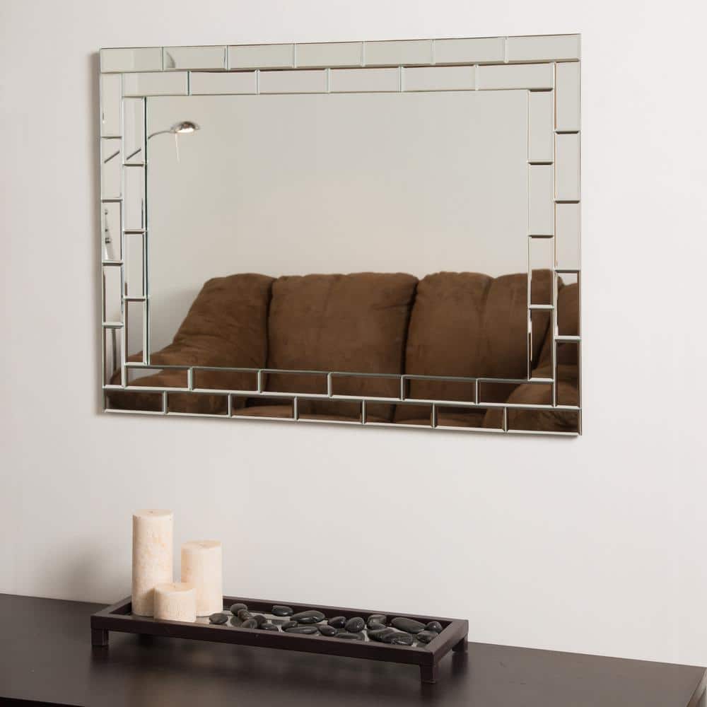 Grand Street Frameless Rectangular Silver Bathroom Mirror
