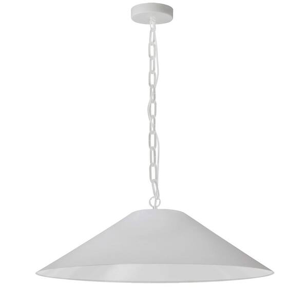 Dainolite Presley 1 Light Matte White Shaded Pendant Light With White Hardback Shade Psy L Mw 9897