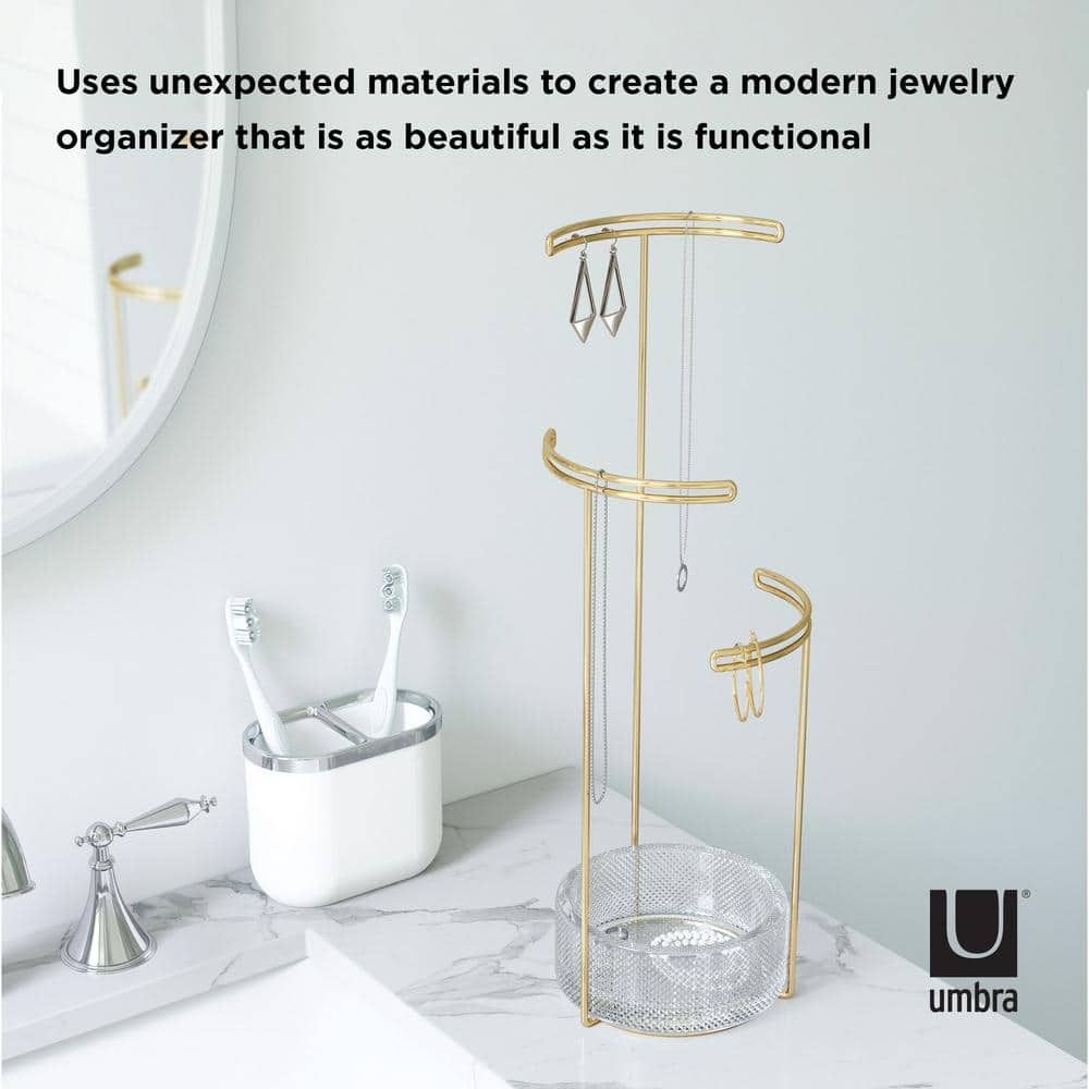 Tesora Gold and Glass Polished Jewelry Stand