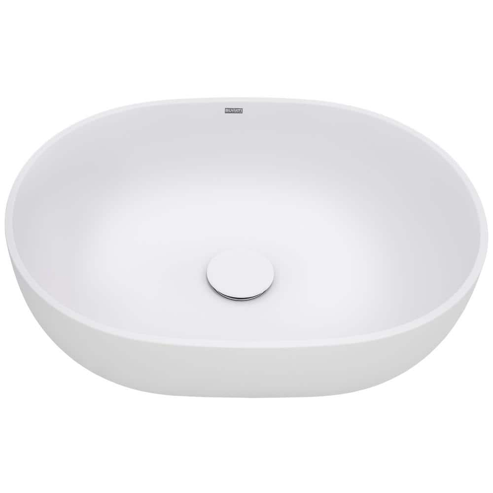 Ruvati 19 In. Matte White EpiStone Solid Surface Modern Bathroom Vessel ...