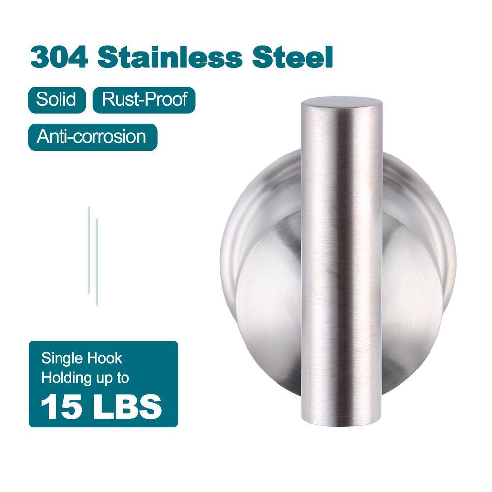 Brushed Nickel Stainless Steel Wall-Mounted Towel Hooks, 2-Pack