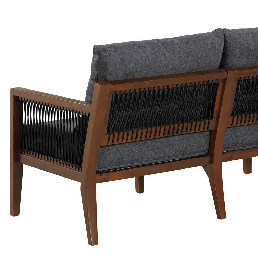 Freya Bohemian Dark Gray Acacia Wood Outdoor Loveseat