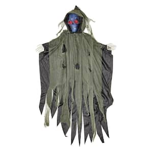 72 in. Hanging Light Up Reaper with Covered Face Halloween Prop
