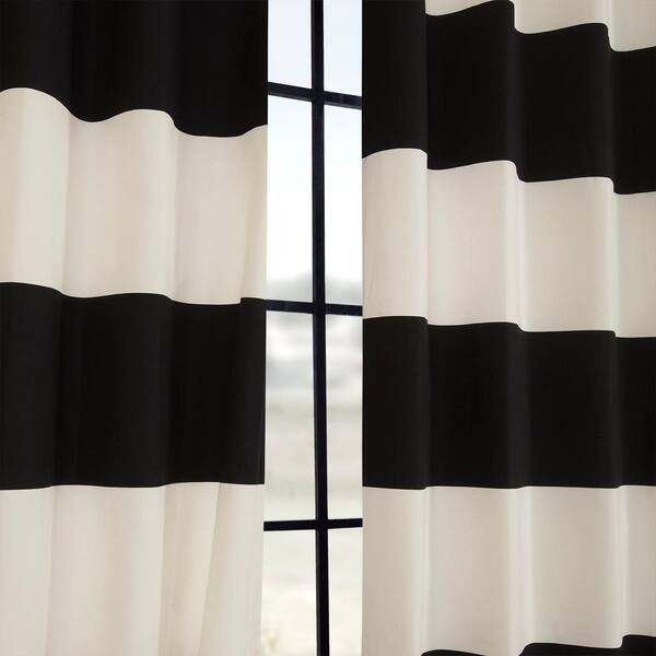 Furnishings Onyx Black, Black And White Horizontal Striped Curtains