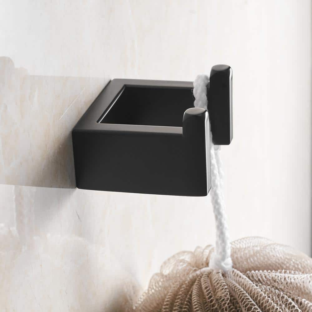 Matte Black Stainless Steel Wall Mounted J-Hook Bath Accessory