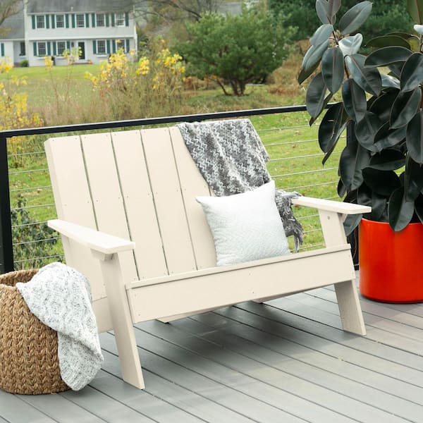 Italica Double Wide Modern Plastic Adirondack Chair Beige (1-Chair)