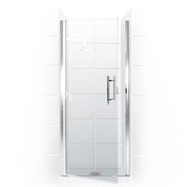 Coastal Shower Doors Paragon Series 27 in. x 69 in. Semi-Framed Continuous Hinge Shower Door in Chrome with Clear Glass