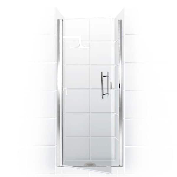 Coastal Shower Doors Paragon Series 34 in. x 82 in. Semi-Framed Continuous Hinge Shower Door in Chrome with Clear Glass