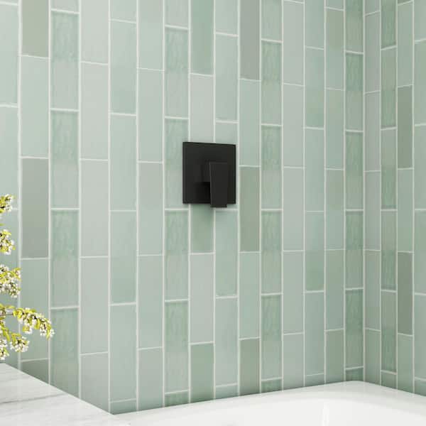 1-Handle Wall Mount Square Shower Valve Trim Kit in Matte Black for Moen Tub/Shower Faucets (Valve Not Included)