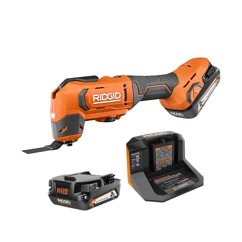 RIDGID 18V Cordless Oscillating Multi-Tool Kit with (2) 2.0 Ah Batteries and Charger