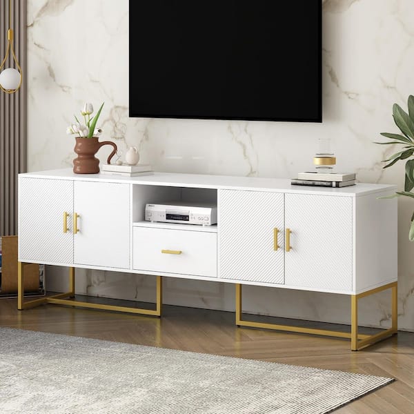 Nestfair 68.9 in. White TV Stand Fits TVs Up to 70 in. with