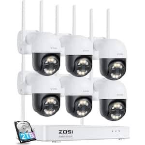 Wireless 8-Channel 4MP 2TB NVR Security Camera System with 6 355° PTZ Outdoor Cameras, Color Night Vision Auto Tracking