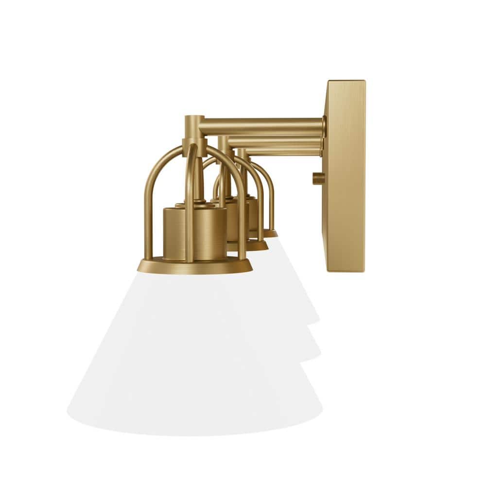 Luxe Gold 27.25" Dimmable 3-Light Vanity with White Glass Shades