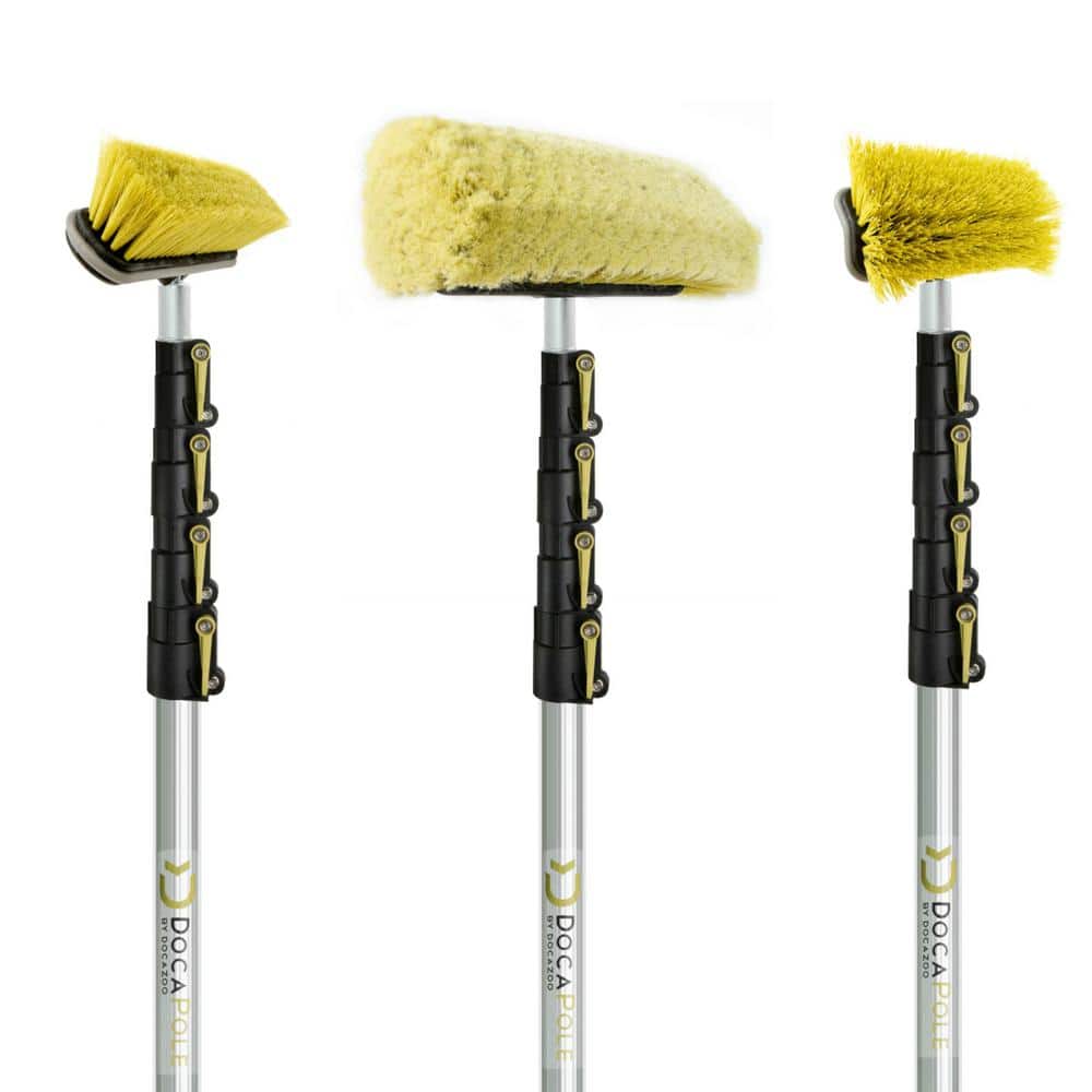 DocaPole High Reach Brush Kit w/7 ft. to 30 ft. Extension Pole- Includes Soft  Bristle Medium Bristle  Hard Bristle Scrub Brushes DP30_3BrushKit01 The  Home Depot
