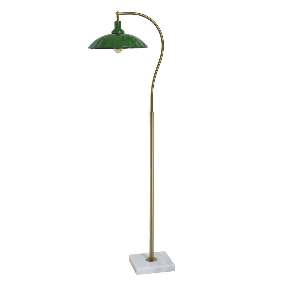 Penelope 61 in. Polished Brass 1-Light Standard Floor Lamp with Green Metal Shade price history on PriceWatchPro