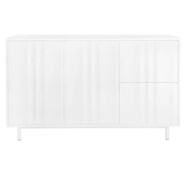 47.2 in. W x 15.7 in. D x 29.5 in. H White Linen Cabinet with 2-Doors and 2-Drawers for Bathroom