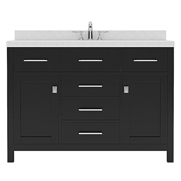 Virtu USA Caroline 48 in. W x 22 in. D x 35 in. H Single Sink Bath Vanity in Espresso with Quartz Top