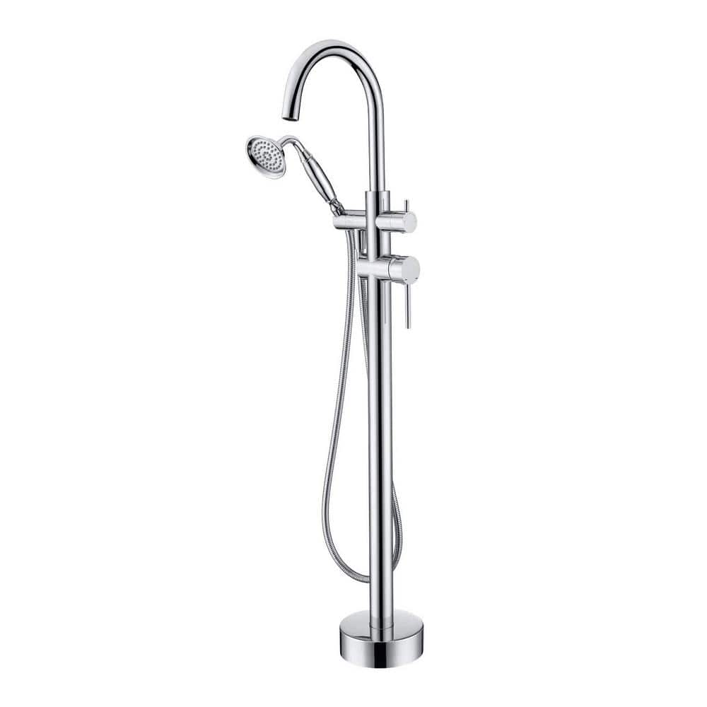 2-Handle Claw Foot Freestanding Tub Faucet with Handle Shower, 360° Tub Sp