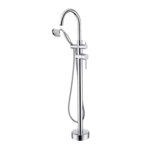 2-Handle Claw Foot Freestanding Tub Faucet with Handle Shower, 360° Tub Spout in. Chrome