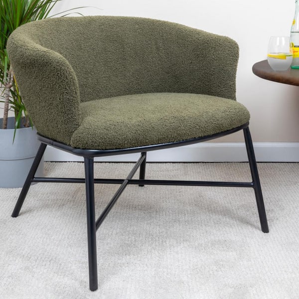 Storied Home Bowery Boucle Dark Green Upholstered Armchair EC1215