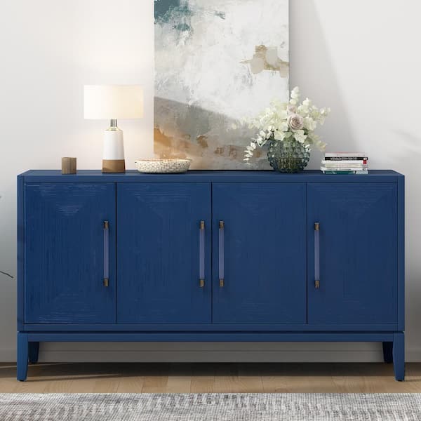 59.6 in. W x 15.7 in. D x 31.5 in. H Blue Linen Cabinet with 4 59.6 in. W x 15.7 in. D x 31.5 in. H Blue Linen Cabinet with 4