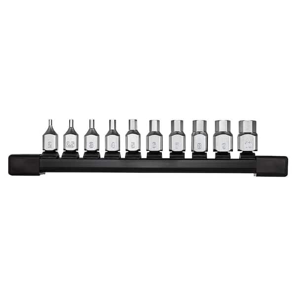 10pc 1/4" Drive Low-Profile Hex Bit Socket Set-Metric