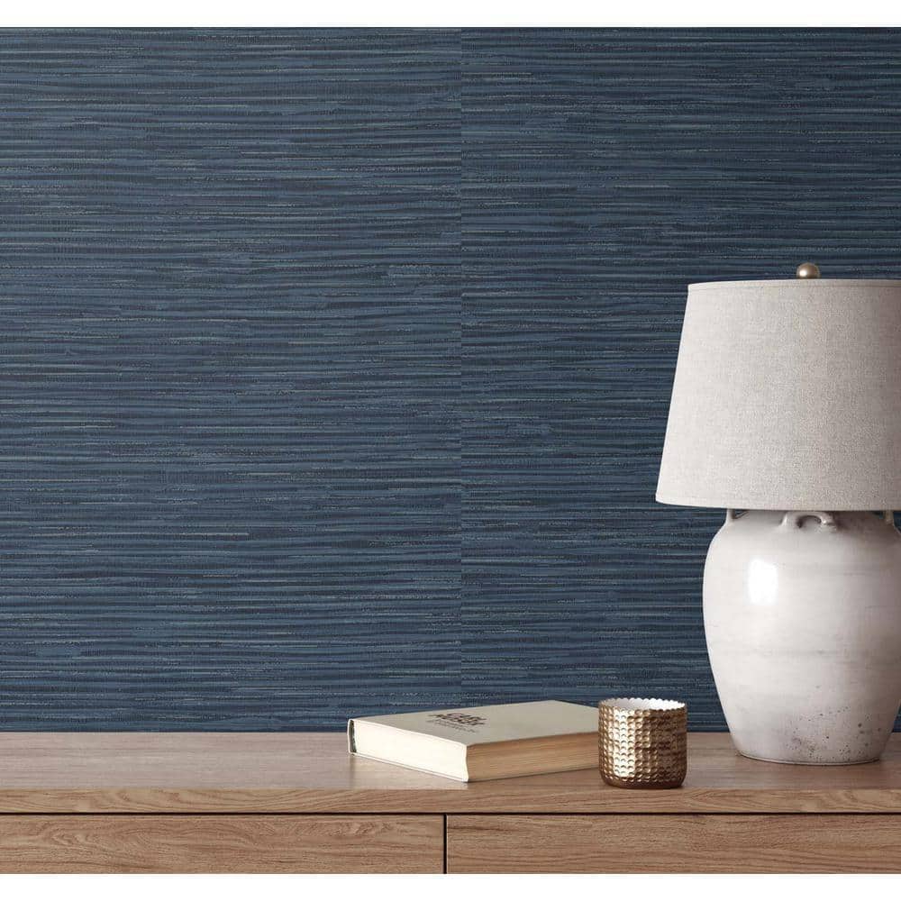 Cyprus Blue Faux Grasscloth Peel and Stick Wallpaper