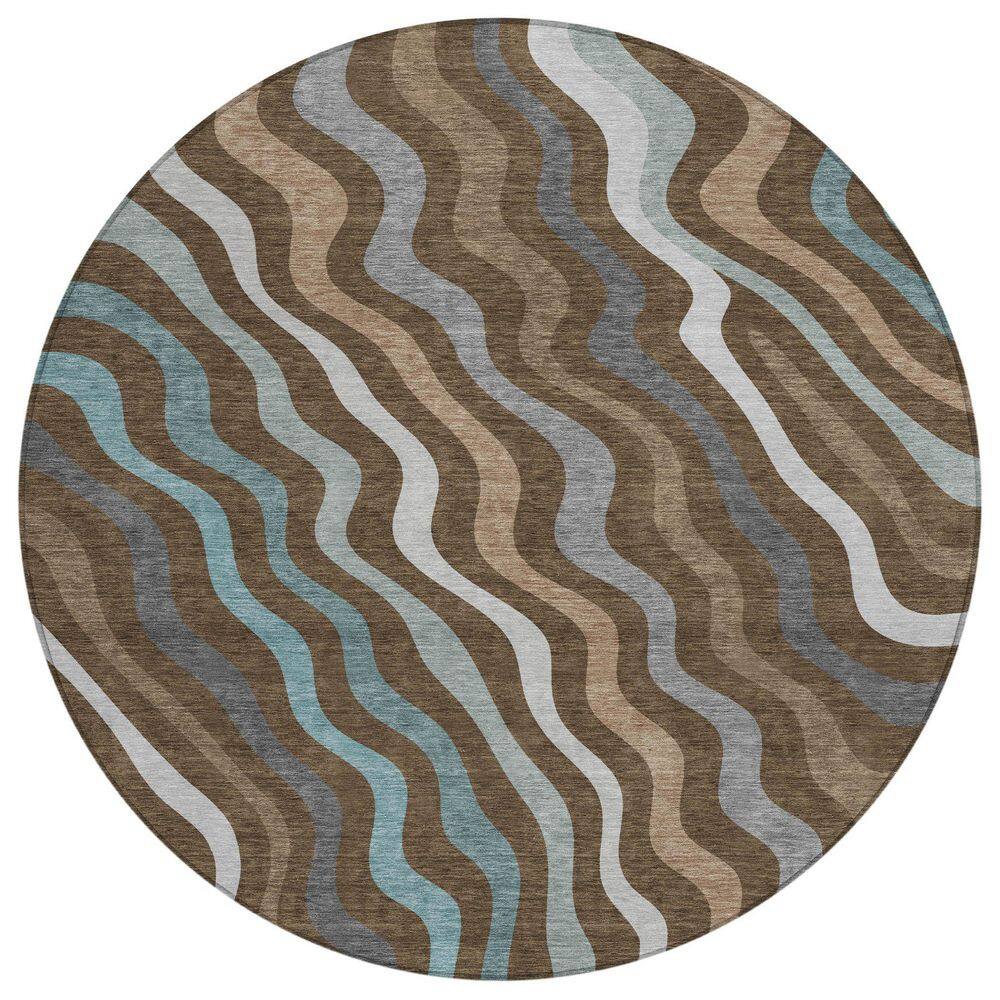 Chantille Machine Washable Indoor/Outdoor Abstract ACN2570 Chocolate 8 ft. x 8 ft. Round Rug price history on PriceWatchPro