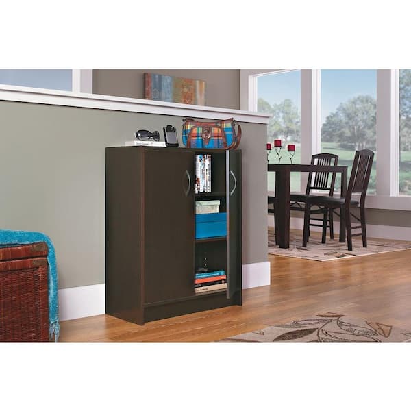 32 in. H x 24 in. W x 12 in. D Espresso Wood Look 2-Door Stackable Storage Organizer