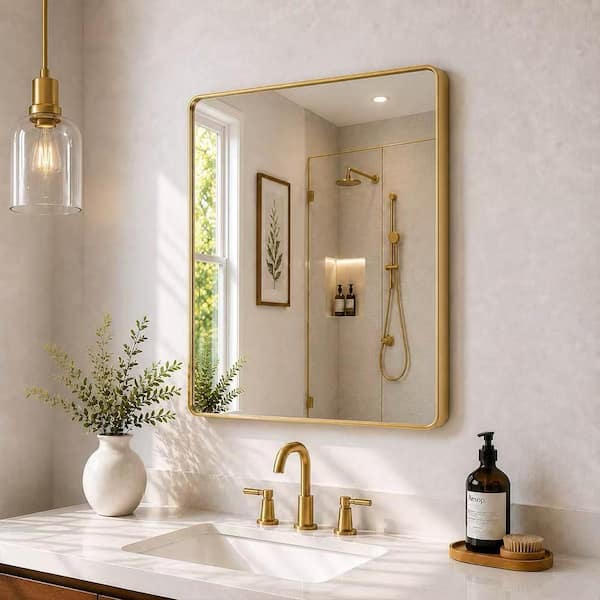 26 in. W x 38 in. H Rectangular Framed Wall Bathroom Vanity Mirror