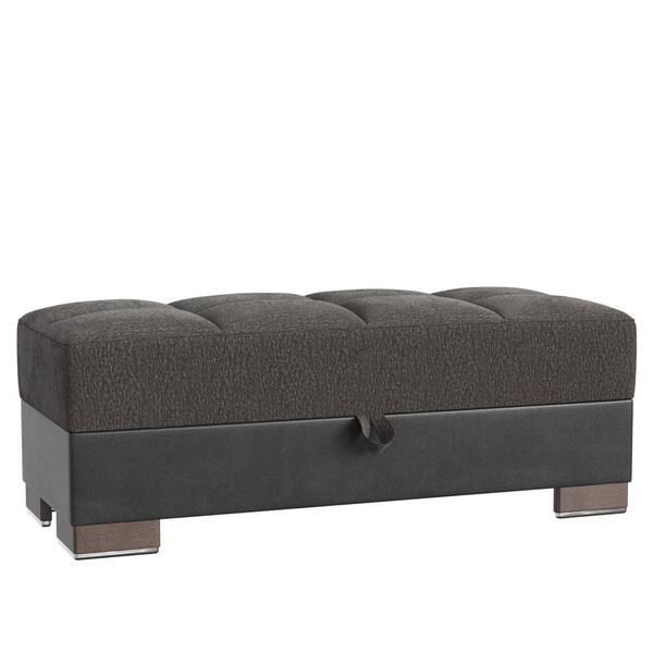 Ottomanson Basics Air Collection Gray/Black Ottoman With Storage
