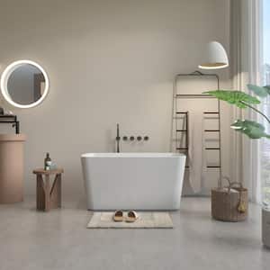 49 in. x 28 in. Acrylic Freestanding Soaking Bathtub Square-Shape Japanese Soaking Tub in Glossy White