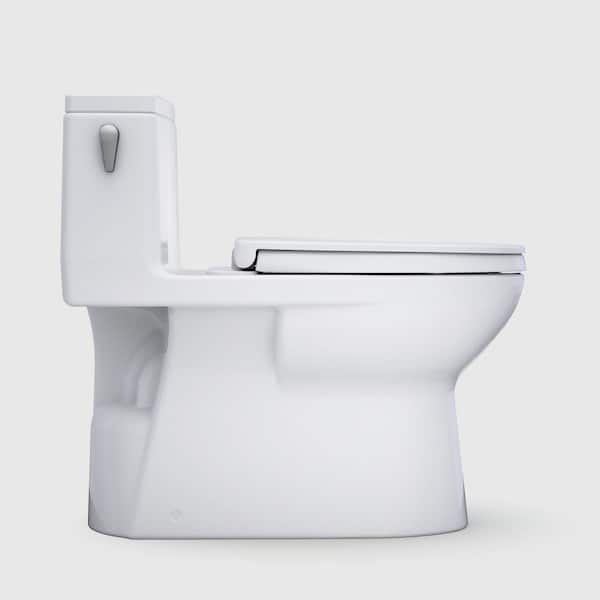 Redington 12 in. Rough In 1-Piece 1.28 GPF Single Flush Elongated Toilet in Cotton White, Soft Close Seat Included