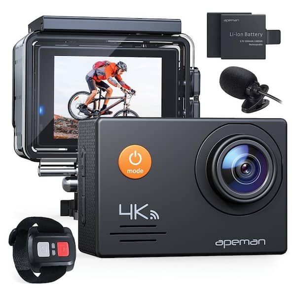 apeman A79 Action Camera 4K 20MP WiFi External Microphone 2.4G Remote  Control A79 - The Home Depot