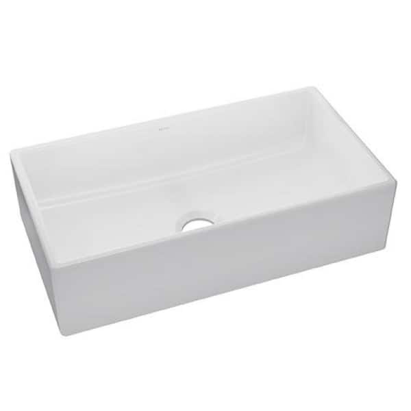 Elkay Burnham 33in. Farmhouse/Apron-Front 1 Bowl  White Fireclay Sink Only and No Accessories
