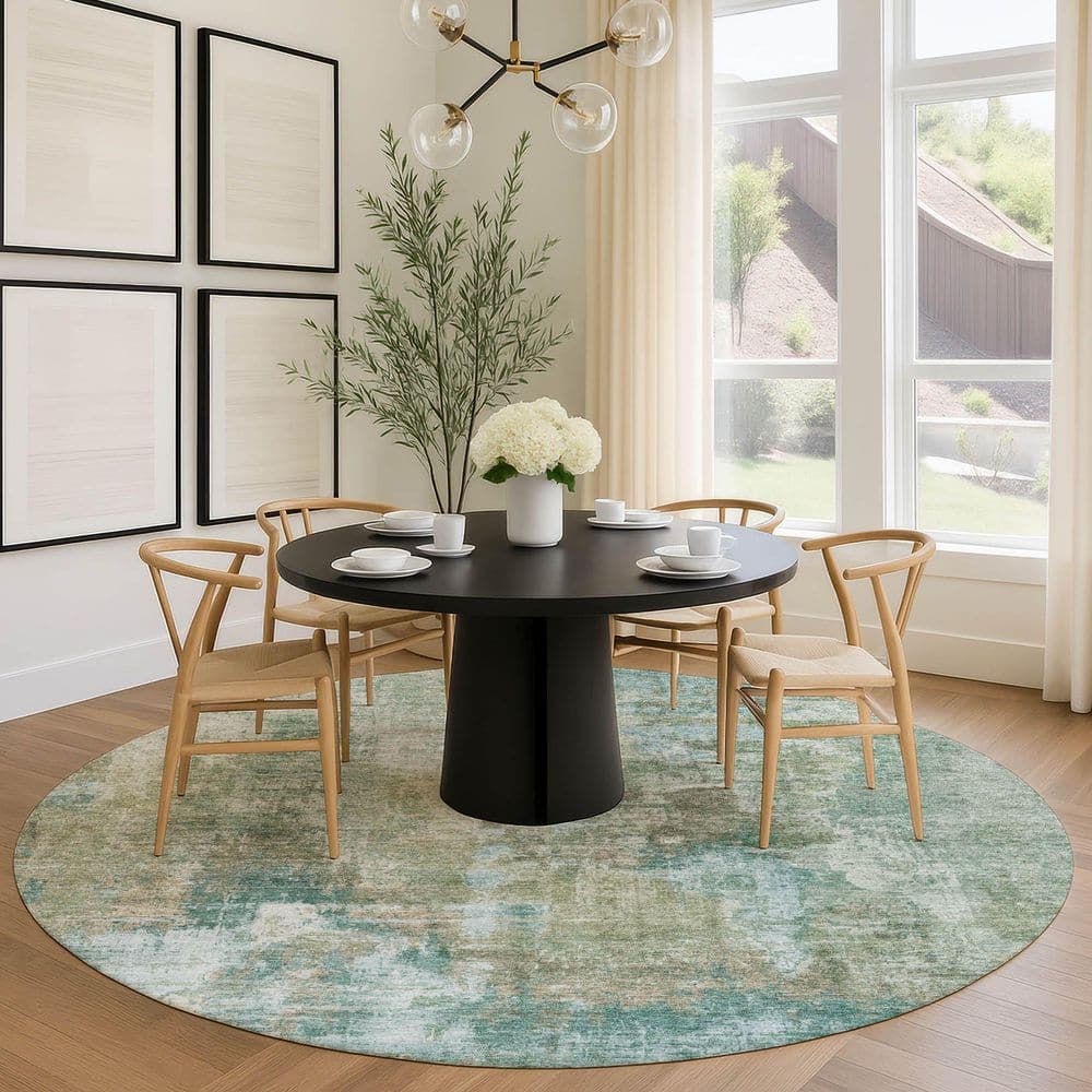 Chantille Machine Washable Indoor/Outdoor Abstract ACN2300 Sage 8 ft. x 8 ft. Round Rug price history on PriceWatchPro