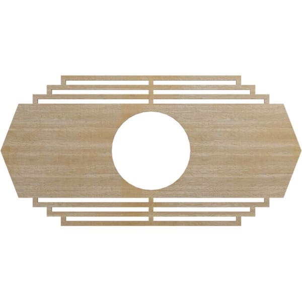 20 in. x 10 in. x 1/4 in. Chrysler Wood Fretwork Pierced Ceiling Medallion, Hickory