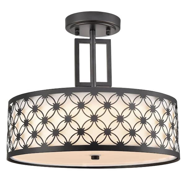 CLAXY 15.35 in. 0-Light Black Flush Mount with Frosted Glass Shade and No Light Bulb Type Included (1-Pack)