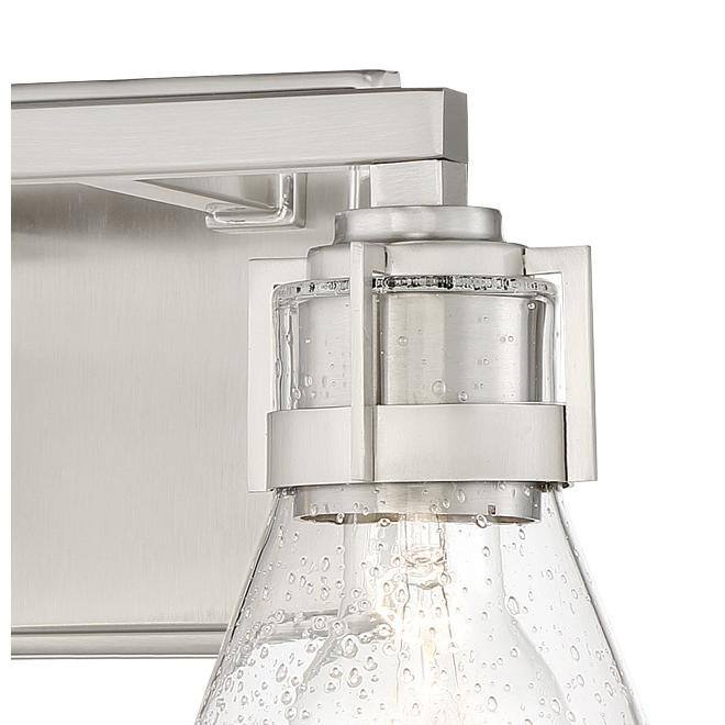 Brushed Nickel 2-Light Vanity with Clear Seeded Glass Shades