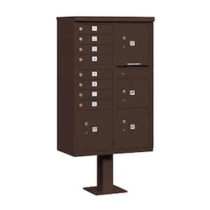 8 A Size Doors, 4 Parcel Lockers and Pedestal USPS Access Cluster Box Unit in Bronze