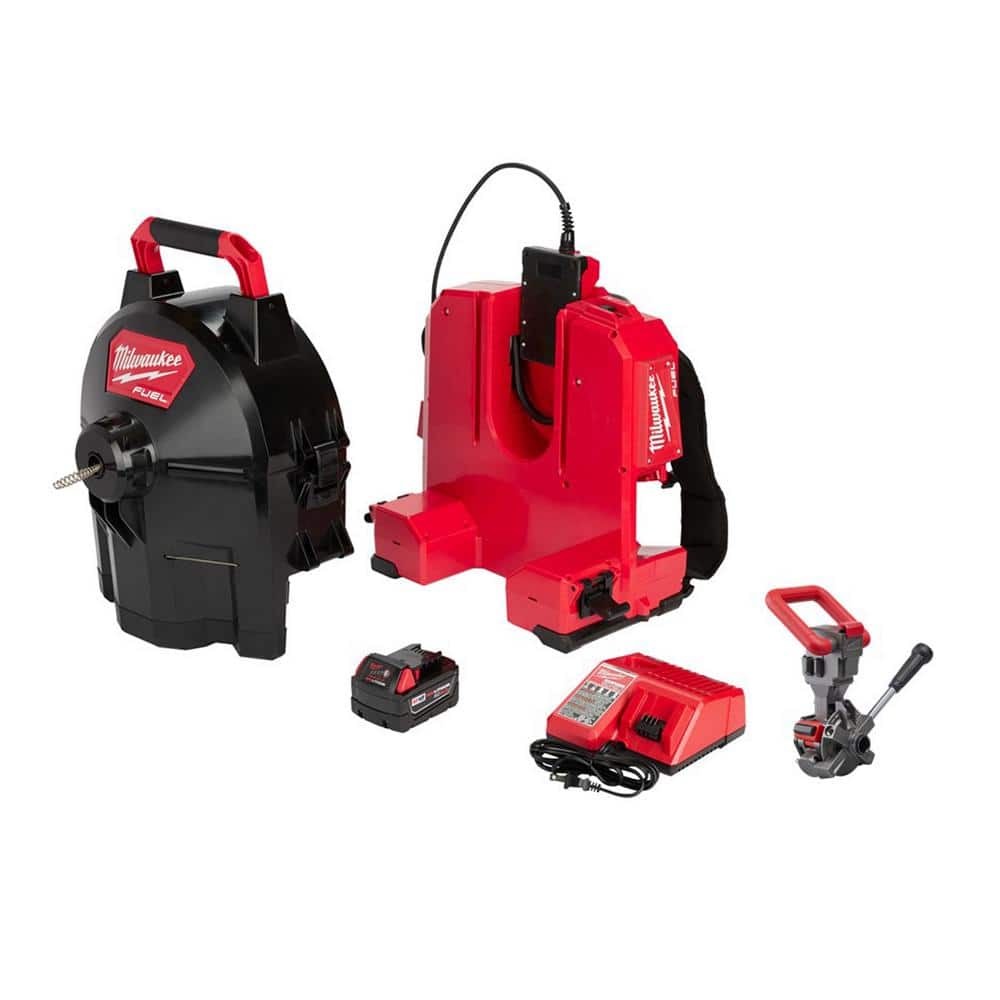 Milwaukee M18 Fuel 18V Lithium-Ion Cordless Drain Cleaning 5/16 in. Switch Pack Sectional Drum Kit w/Cable Drive Accessory