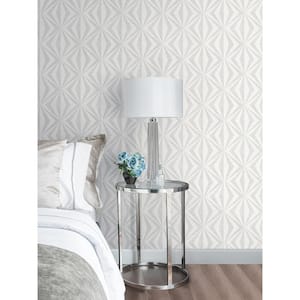 Monge Silver Geometric Wallpaper Sample