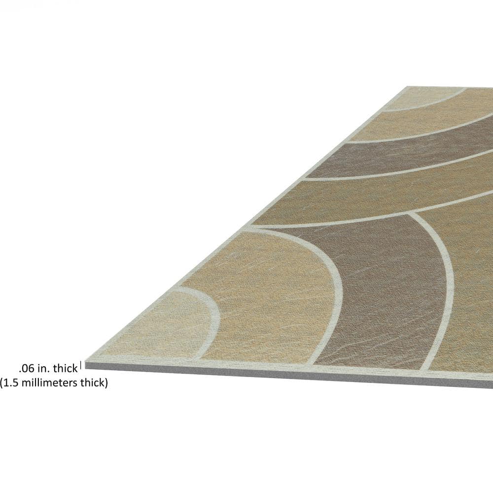 Medium Brown Swirl Pattern 12'' x 12'' Vinyl Peel and Stick Floor Tiles