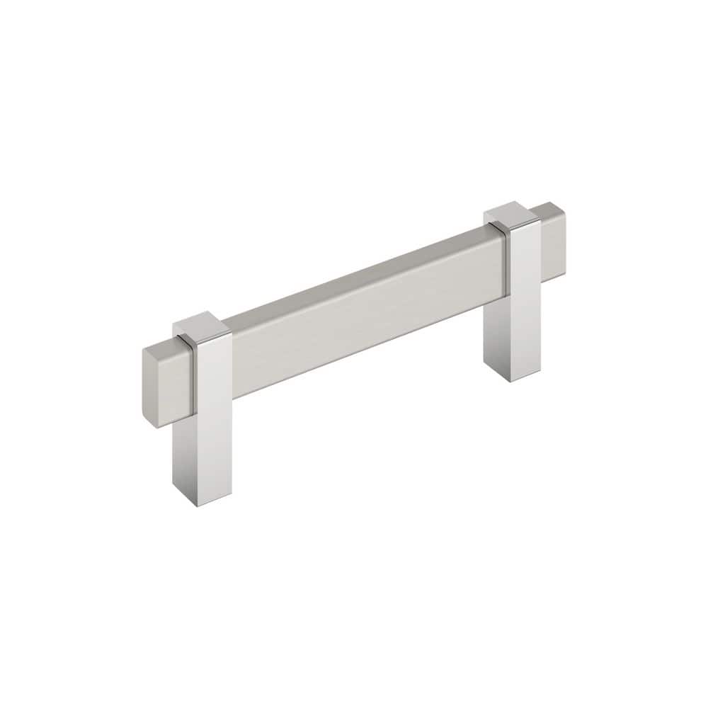 Mulino 3-3/4 in. (96 mm) Center-to-Center Modern Satin Nickel/Polished Chrome Bar Cabinet Pull price history on PriceWatchPro