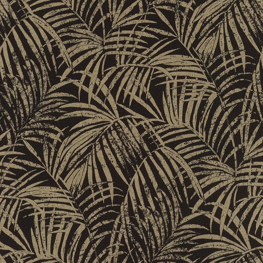 Yumi Black Palm Leaf Wallpaper Sample