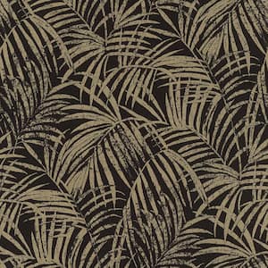 Yumi Black Palm Leaf Wallpaper Sample