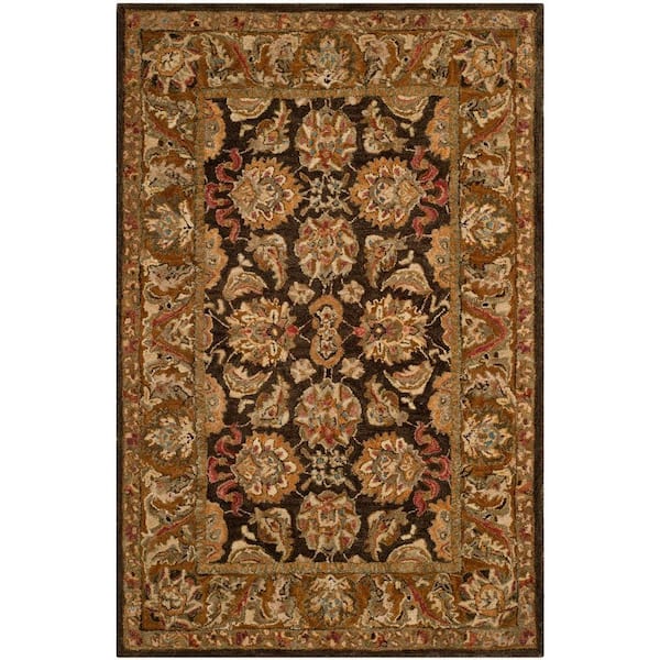 SAFAVIEH Anatolia Dark Brown/Gold 6 ft. x 9 ft. Border Area Rug